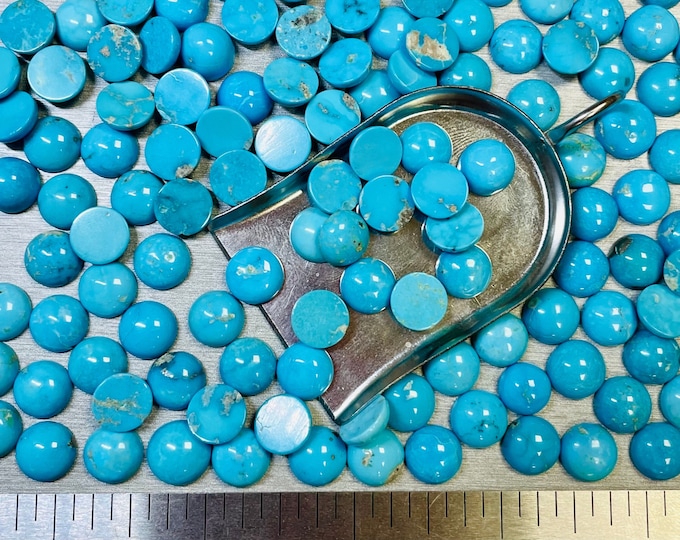 Turquoise Round 10x10mm 10mm x 10mm Round Real Kingman Turquoise Calibrated- USA Mined & Stabilized. Sold by the Carat!