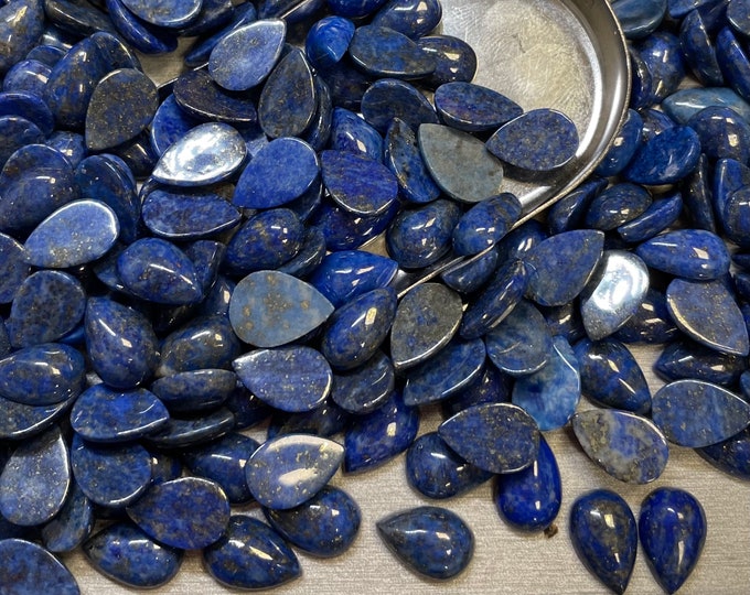 Lapis Lazuli Teardrop 8x12 8x12mm 8mm x 12mm Pear Natural Denim Cabachon - Product of Afganistan.
