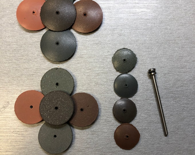 Silicone Polishing Wheels Square Edge 1/8" & Knife Edge 5/8" and 7/8" Cratex Miniature Wheels. Assortment with 3/32" Shank Mandrel