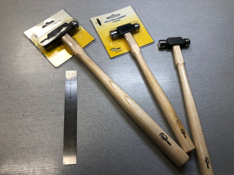 Ballpein Hammer Set Head Weight 2 oz 4 oz 8 oz EuroTool HAM-430.01 HAM-431.00 HAM-430.08 image 1