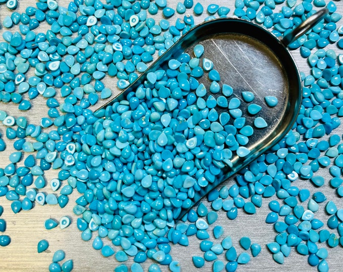 Turquoise Teardrop 3x4mm 3mm x 4mm Pear Real Kingman Turquoise Calibrated- USA Mined & Stabilized. Sold by the Carat or Gram!