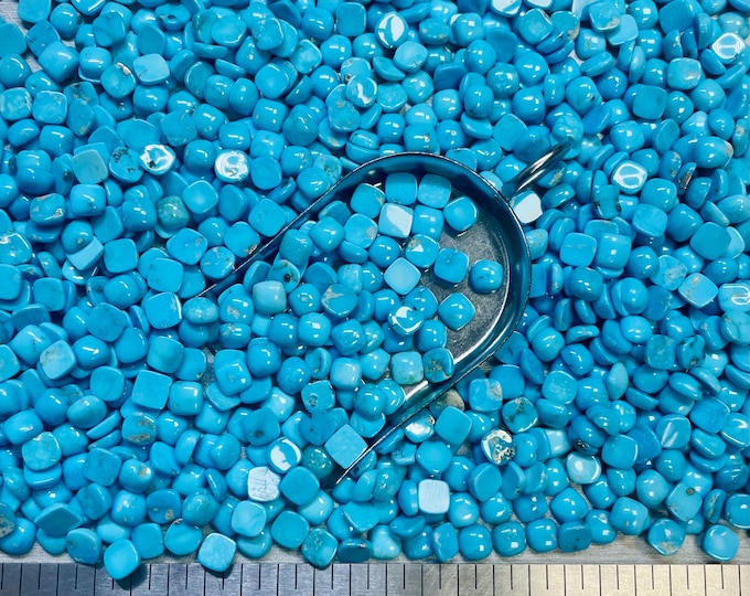 Turquoise Square 6x6mm 6mm x 6mm Round Real Kingman Turquoise Calibrated- USA Mined & Stabilized. Sold by the Carat or Gram!