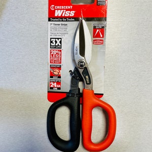 Crescent Wiss Tinner Straight Pattern Snips 7 inches - Strong and Durable Shears Made to Cut Thick and Thin Metal