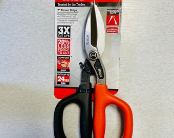 Crescent Wiss Tinner Straight Pattern Snips 7 pulgadas - Tijeras fuertes y duraderas hechas para cortar metal grueso y delgado