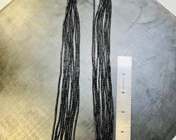 2mm Jet Black Block Gemstone Blue No Matrix Round Tube Heishi 2mm 10 Strands Beads 22" inch made of Resin NOT NATURAL made in USA.
