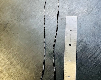 2mm Jet Black Block Gemstone Blue No Matrix Round Tube Heishi 2mm Strand Beads 22" inch made of Resin NOT NATURAL made in USA.