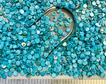 Turquoise 5x5mm 5mm x 5mm Round Cabs Heishi Turquoise Calibrated - Cabochons sold by the Stone!