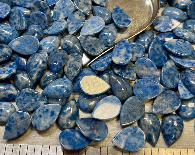 Lapis Lazuli Teardrop 10x15 10x15mm 10mm x 15mm Natural Denim Cabachon - Product of Afganistan.