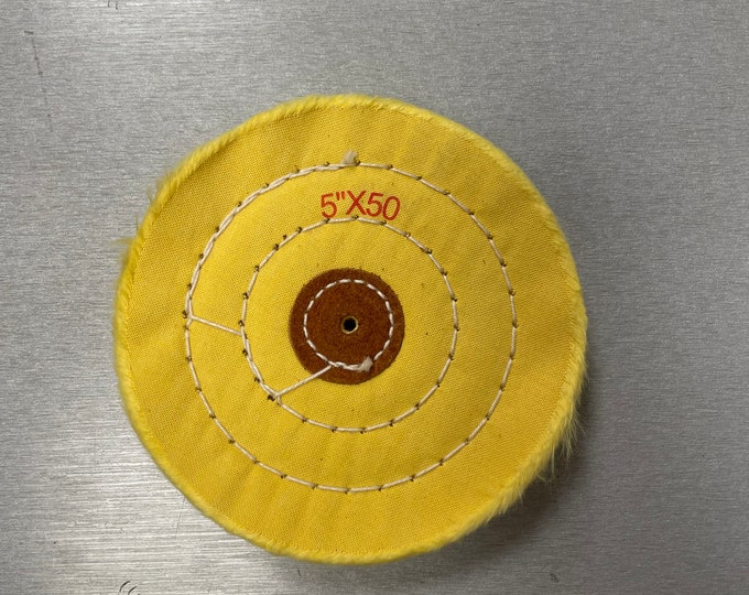 5" x 50 ply Yellow Treated Stitched Muslin Buffing Wheels
