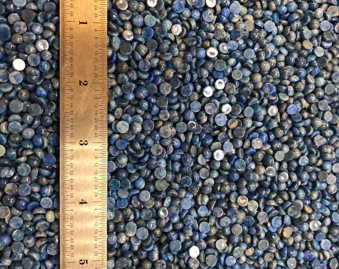 Lapis Lazuli 5mm Plus Minus Natural Denim Cabachon will fit in Bezel Cups - Product of Afganistan. Sold by the each.