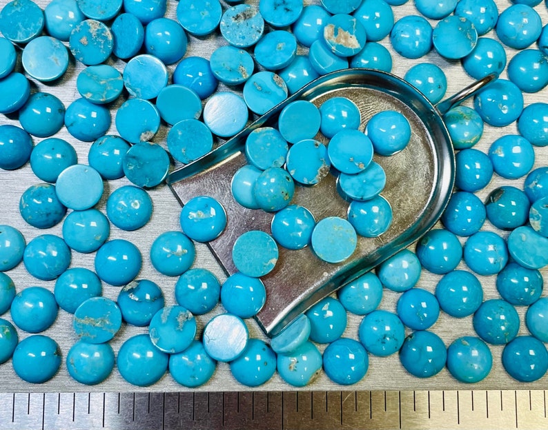 Turquoise Round 10x10mm 10mm x 10mm Round Real Kingman Turquoise Calibrated USA Mined & Stabilized. Sold by the Carat image 1