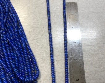 Lapis Lazuli 4mm Plus Minus Natural Beads. 16" inches - Product of Afganistan. Sold by the each.