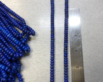 Lapis Lazuli 5mm Plus Minus Natural Beads. 16" inches - Product of Afganistan. Sold by the each.