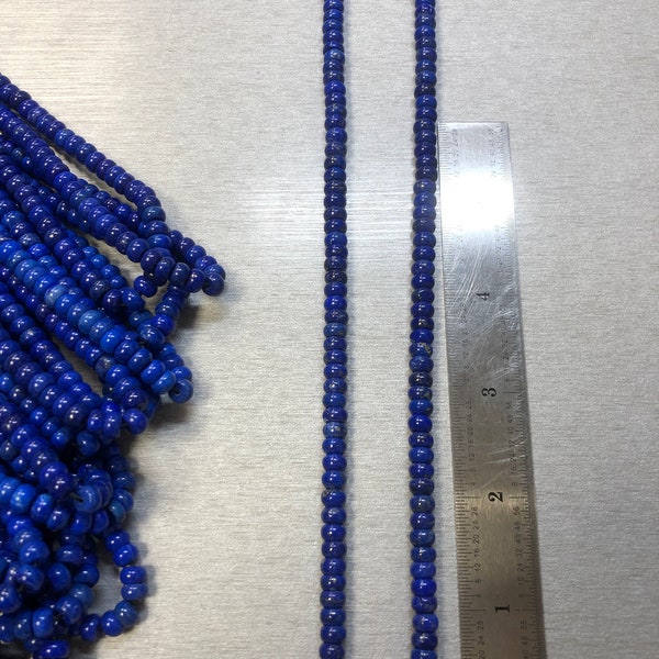 Lapis Lazuli 5mm Plus Minus Natural Beads. 16" inches - Product of Afganistan. Sold by the each.