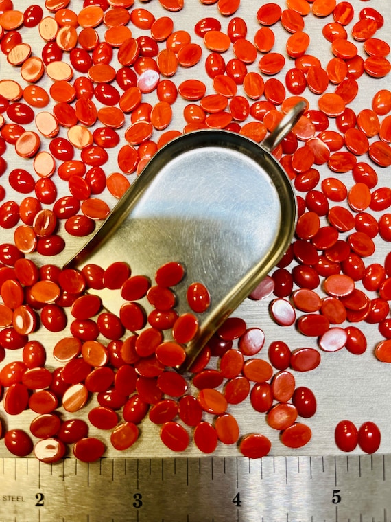 Coral Oval 6x8 6x8mm 6mm x 8mm Real Red and Orange Meditranian Coral Calibrated