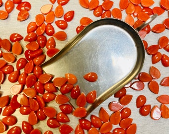 Coral Teardrop Pear 6x9 6x9mm 6mm x 9mm Real Red and Orange Meditranian Coral Calibrated