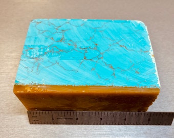 Blue Turquoise With Matrix Imitation Block Gemstone With Matrix for Inlay made of Resin Not Composite Brick NOT NATURAL made in USA.