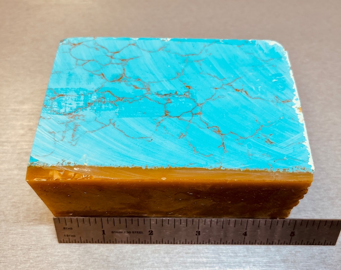 Blue Turquoise With Matrix Imitation Block Gemstone With Matrix for Inlay made of Resin Not Composite Brick NOT NATURAL made in USA.