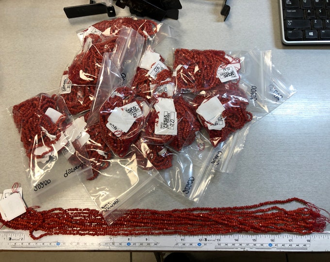 AAA+ Natural Italian Red Coral Beads Strands Sasso Lini 3-4mm from Mediterranean Sea -Sold by the Strands! FaceTime if looking to hand pick!