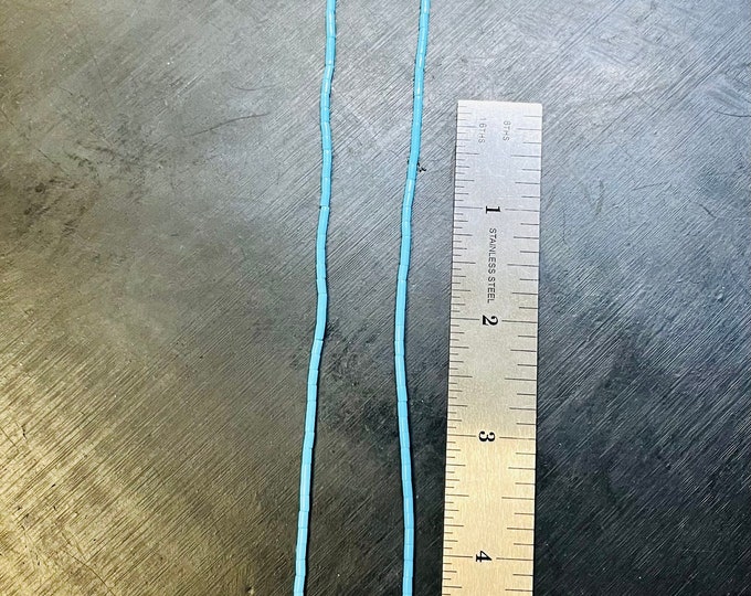 2mm Turquoise Block Gemstone Blue No Matrix Round Tube Heishi 2mm Strand Beads 22" inch made of Resin NOT NATURAL made in USA.