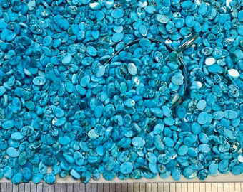 Turquoise 5x7mm 5mm x 7mm Round Cabs Heishi Turquoise Calibrated - Cabochons sold by the Stone!