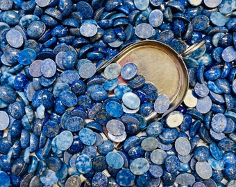 Lapis Lazuli Oval 8x10 8x10mm 8mm x 10mm Natural Denim Cabachon - Product of Afganistan.
