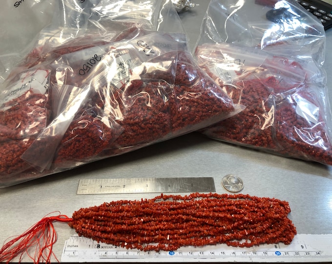 AAA+ Natural Italian Red Coral Beads Strands Chips 3-5mm from Mediterranean Sea - Sold by the Strands! FaceTime if looking to hand pick!