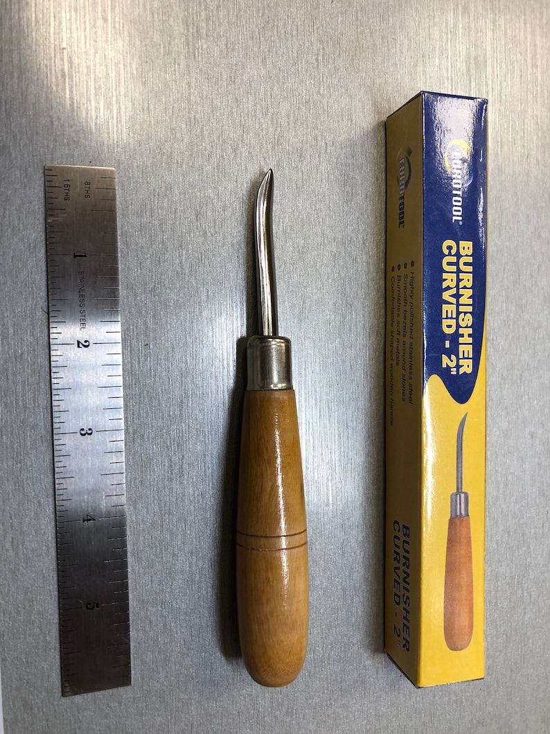 2 Curved Burnisher Wood Handle EuroTool BRN-200.20 image 1