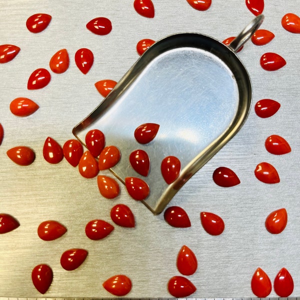 Coral Teardrop Pear 7x10 7x10mm 7mm x 10mm Real Red and Orange Meditranian Coral Calibrated