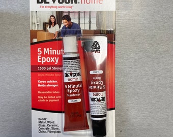 Devcon Home Plastic Steel 1.0 OZ - 5 Minute Epoxy Hardener and Resin 1500 psi Strength