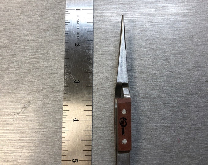 Self-Closing Straight Point Tweezers 4-1/2" Fiber Grip Tweezer - for Heetrix