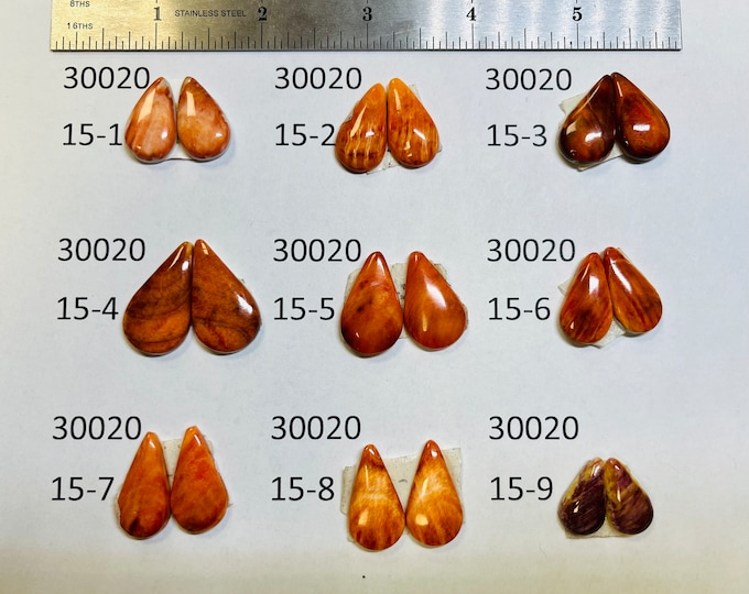 Orange Red Spiny Shell Earring Cabachons Freeform -  Sold by the Carat!