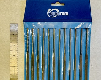 12 Piece Needle File Set - Cut #2 Jewelry Making Filing Wax Carving Tool - Size 5 1/2" 12pc EuroTool