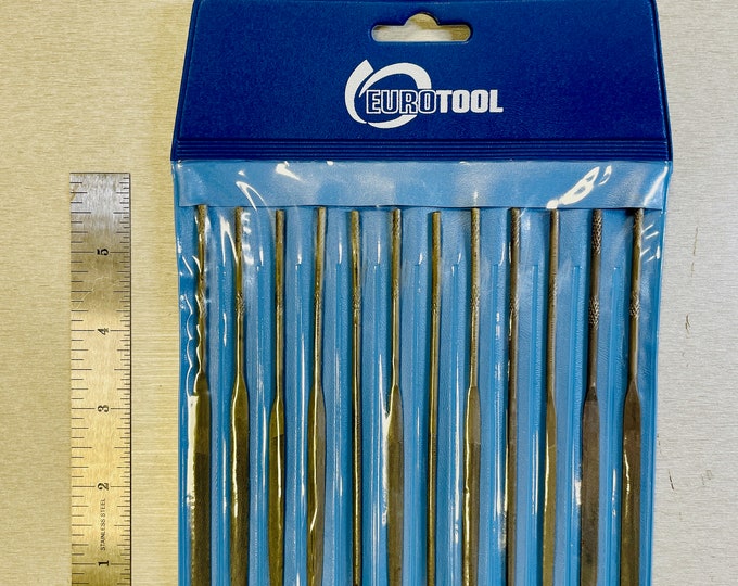 12 Piece Needle File Set - Cut #2 Jewelry Making Filing Wax Carving Tool - Size 5 1/2" 12pc EuroTool