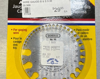 General No. 20 American Standard Wire Gage 0 - 36 or .325" - .005" for gaging wire