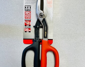 Crescent Wiss Tinner Straight Pattern Snips 10 inches - Strong and Durable Shears Made to Cut Thick and Thin Metal