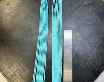2mm Turquoise Matrix Block Gemstone Blue Matrix Round Tube Heishi 2mm Blue 10 Strands Beads 22" inch made of Resin NOT NATURAL made in USA.