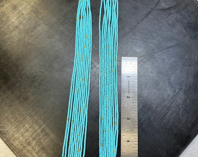 2mm Turquoise Matrix Block Gemstone Blue Matrix Round Tube Heishi 2mm Blue 10 Strands Beads 22" inch made of Resin NOT NATURAL made in USA.