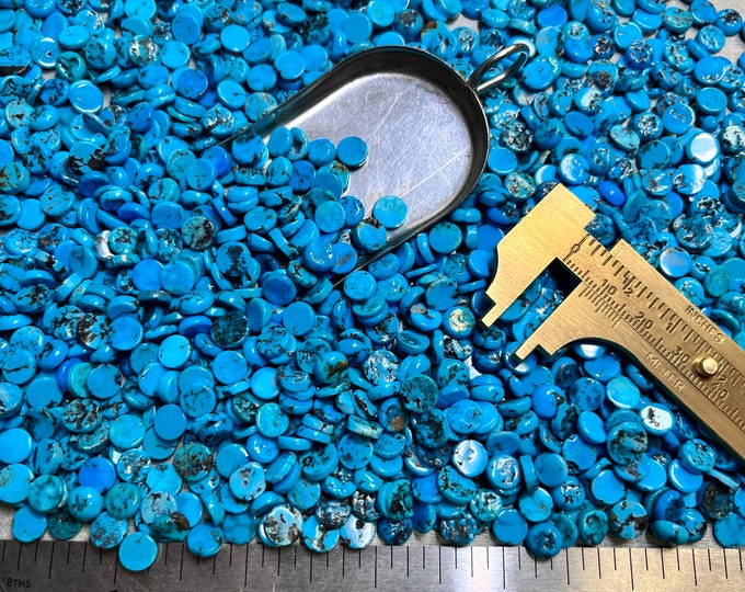 Turquoise 7x7mm 7mm x 7mm Round Cabs Heishi Turquoise Calibrated - Cabochons sold by the Stone!