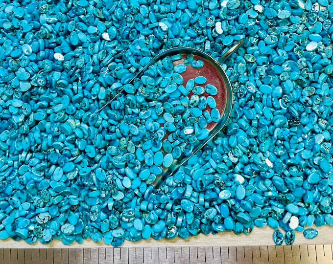 Turquoise 3x5mm 3mm x 5mm Oval Cabs Heishi Turquoise Calibrated - Cabochons sold by the Stone!