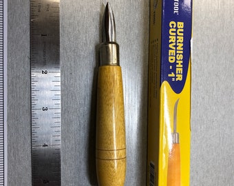 1&quot; Curved Burnisher - Wood Handle EuroTool BRN-200.10