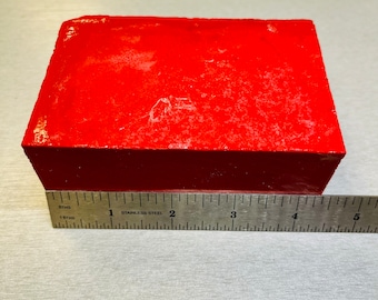 Coral Red Imitation Block Gemstone No Matrix Hardness 7 for Inlay made of Resin Not Composite Brick NOT NATURAL made in USA.