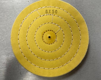 6" x 50 ply Yellow Treated Stitched Muslin Buffing Wheels
