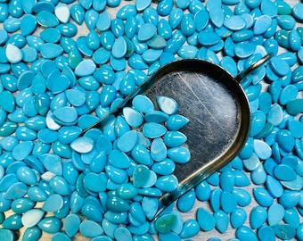 Turquoise Teardrop 6x9mm 6mm x 9mm Pear Real Kingman Turquoise Calibrated- USA Mined & Stabilized. Sold by the Carat or Gram!