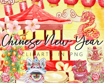 Lunar New Year Chinese New Year Clip Art Bundle in PNG format