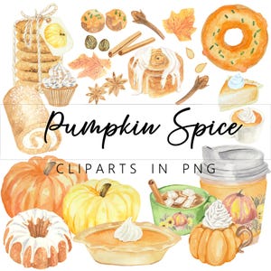Pumpkin Spice Theme Clip Art-bundel in png-indeling