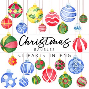 Boules de Noël / Boules de Noël / Décoration de Noël Clip-arts au format PNG, 300 ppp, imprimable