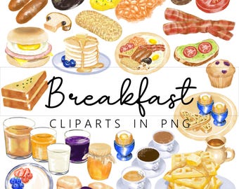 Breakfast Clip Art Elements, in 300PPI PNG Bundle, clear background, for personal and commercial use