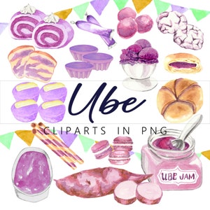 12 Ube / Purple Yam Clip Art Bundle im PNG-Format