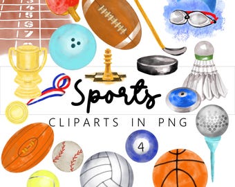 Sports Clip Art Bundle: PNG Graphics for PE, Intramurals (Digital Download)